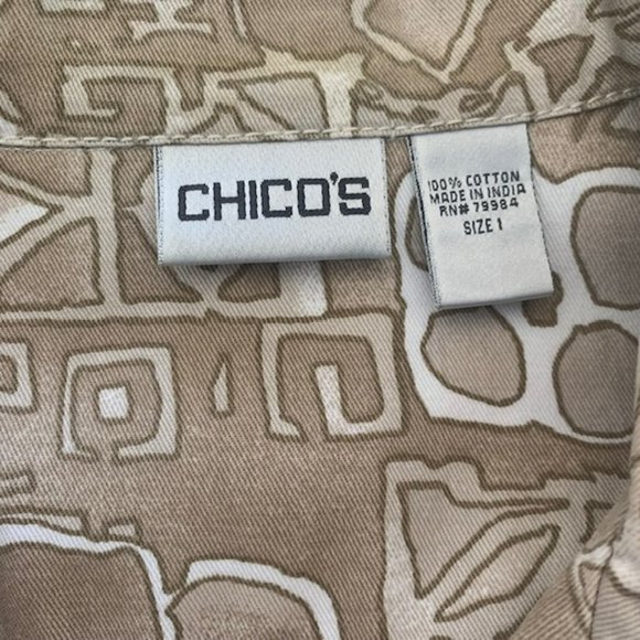 Chico's Tan & White Jean Style Jacket Size M - Picture 10 of 10